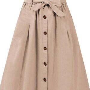 Amazon Essentials Beige A-Line Skirt with Buttons